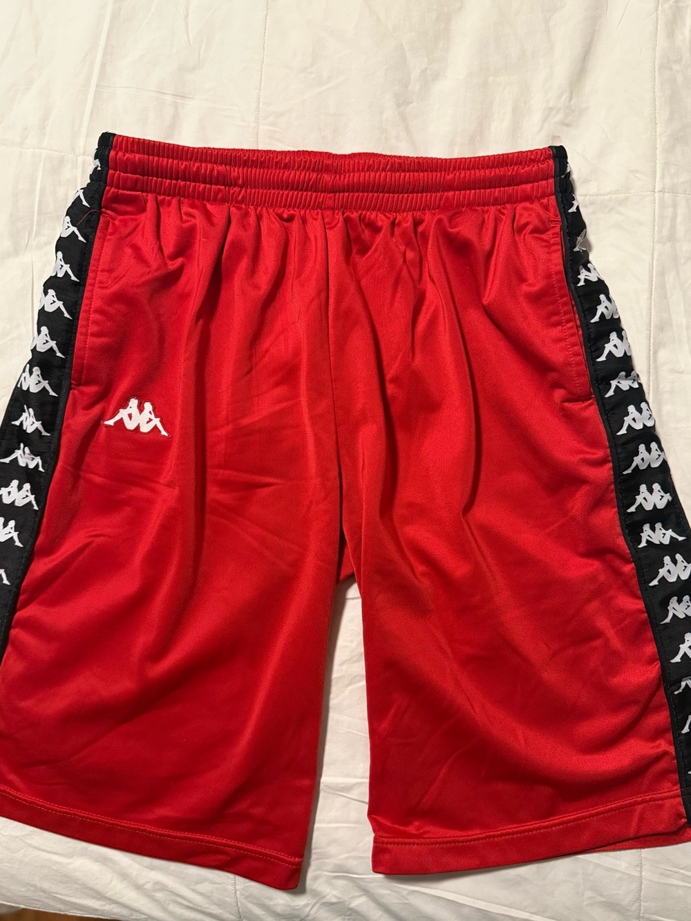 Kappa Red Athletic Shorts with Black Logo Tapes
